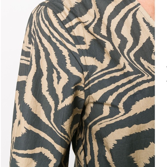 Ganni Zebra Print Poplin Wrap Top - Picture 6 of 8